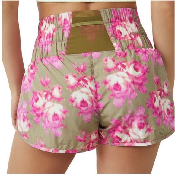 Free People Movement The Way Home Pink Brown Floral Shorts Size Medium Boho NWT - Picture 9 of 10